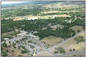 Aerial view of land and real estate photographed from a helicopter