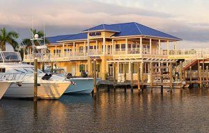 a boat docked at a dock